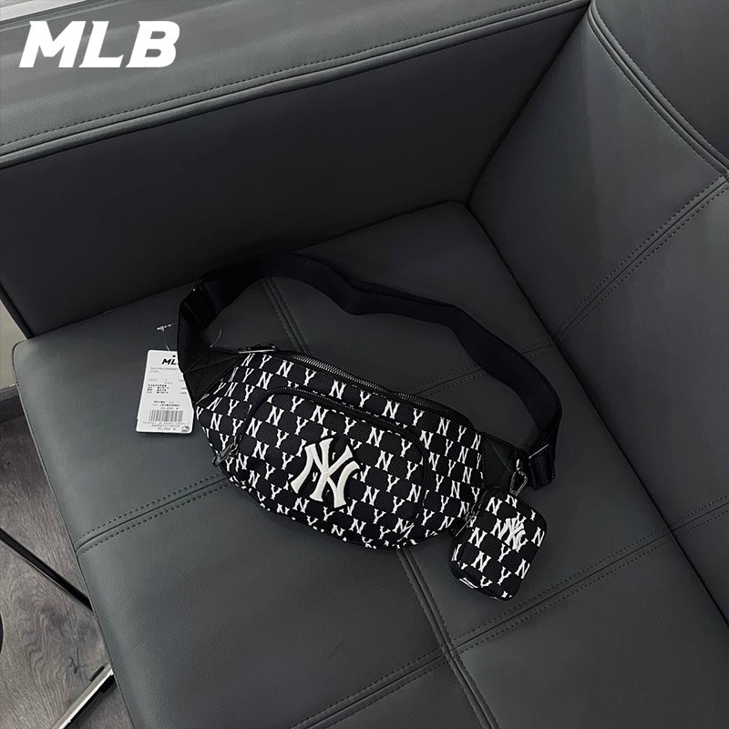 MLB กระเป๋าคาดเอว แท้% printing แพ็คหน้าอก couple crossbody bag กระเป๋าสะพาย NY แฟชั่น