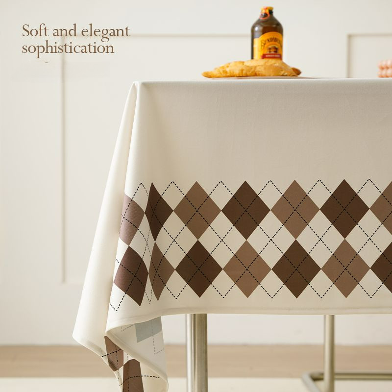 ผ้าปูโต๊ะกันน้ำวินเทจผ้าปูโต๊ะทรงสี่เหลี่ยมผืนผ้าสีขาวสีทึบ