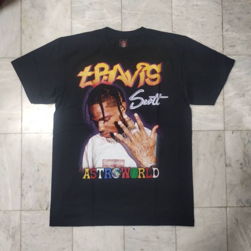 POP T-SHIRT เสื้อยืด Travis Scott astroworld ทราวิส สก็อตต์ ป้าย Rock yeah