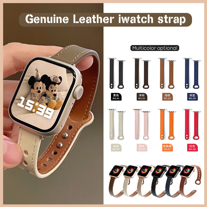 สายนาฬิกาข้อมือหนัง แบบบาง สําหรับ Smart Watch Band 9 8 49 มม. 41 มม. 40 มม. 42 มม. 44 มม. 45 มม. iwatch 7 6 5 4 se Ultra