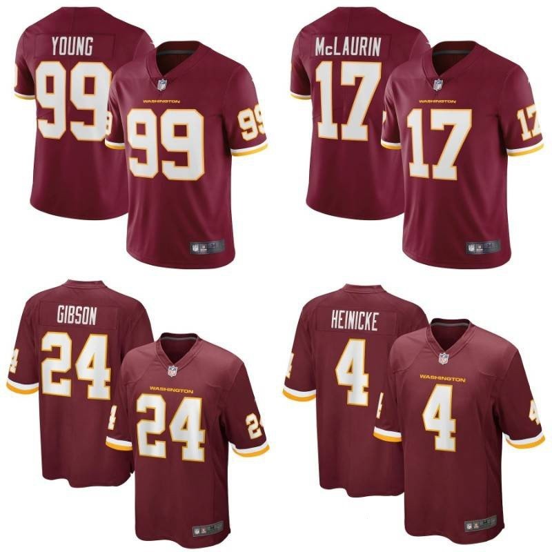 ทีมฟุตบอลใหม่ของ Washington NFL JERSEY Young Heinicke Gibson dinosaurin Red Legend Sport unisex A เส