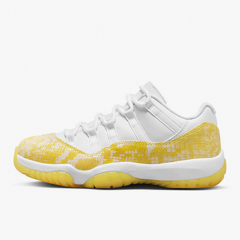 Nike Jordan Air Jordan 11 Low Yellow Snake รองเท้าบาสเก็ตบอล สีขาว สีเหลือง สไตล์เรโทร สําหรับผู้หญิง AH7860-107