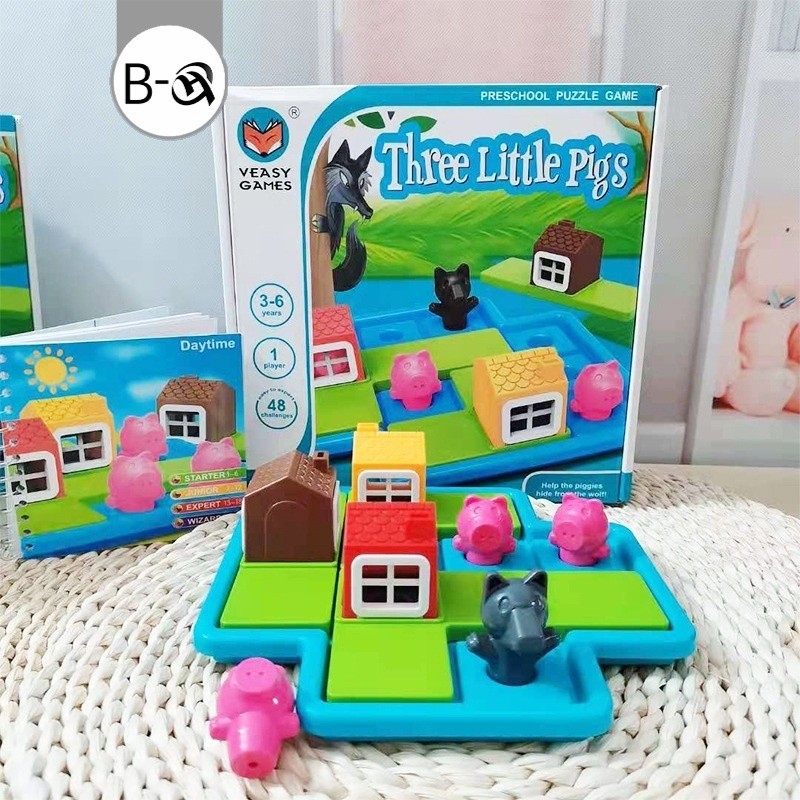 BHQ Three little pigs ของเล่น เกมฝึกสมอง บอร์ดเกมส์ ลูกหมู 3 ตัว สำหรับเด็ก 3-6 ขวบ