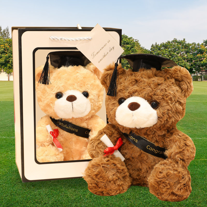 Doctor Hat Bear Doll Doctor Bear Plush Toy Teddy Bear Graduation Bear Doll Graduation Season Gift Logo