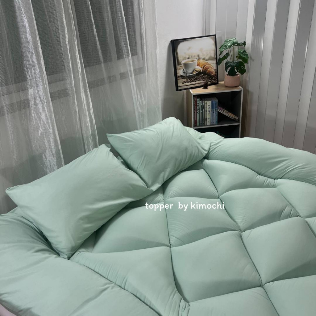 ที่นอน ท็อปเปอร์ สีมิ้น รุ่นหนาพิเศษ ใย5ชั้น หนา10นิ้ว 6ฟุต 5ฟุต 3.5ฟุต ที่นอน topper แผ่นรองนอน มีเ