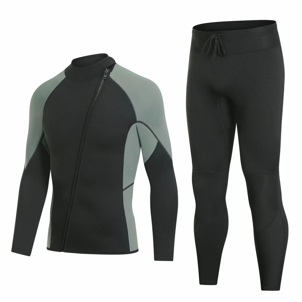 [Legend7] ผู้ชายฤดูหนาว 3 มม. Wetsuit แจ็คเก็ต + กางเกงอุ่น Neoprene ชุดดําน้ําสําหรับและผู้หญิงแจ็คเก็ตมืออาชีพดําน้ําเสื้อผ้าชุดซิปด้านหน้า