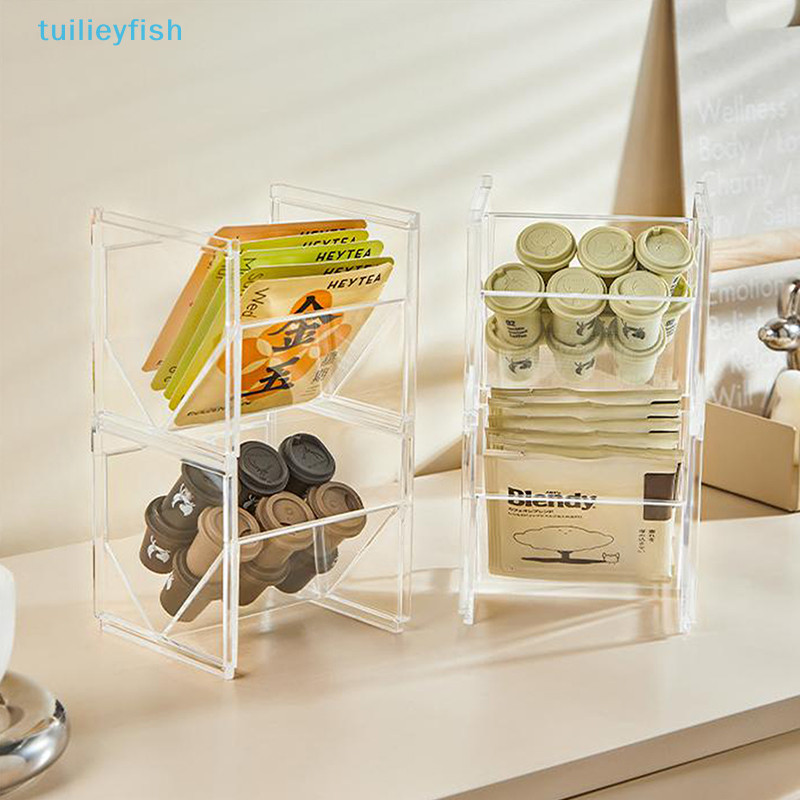 【tuilieyfish】กล่องใส แนวตั้ง วางซ้อนกันได้ สําหรับจัดเก็บชา กาแฟ น้ําตาล ไอศกรีม ในห้องครัว【IH】