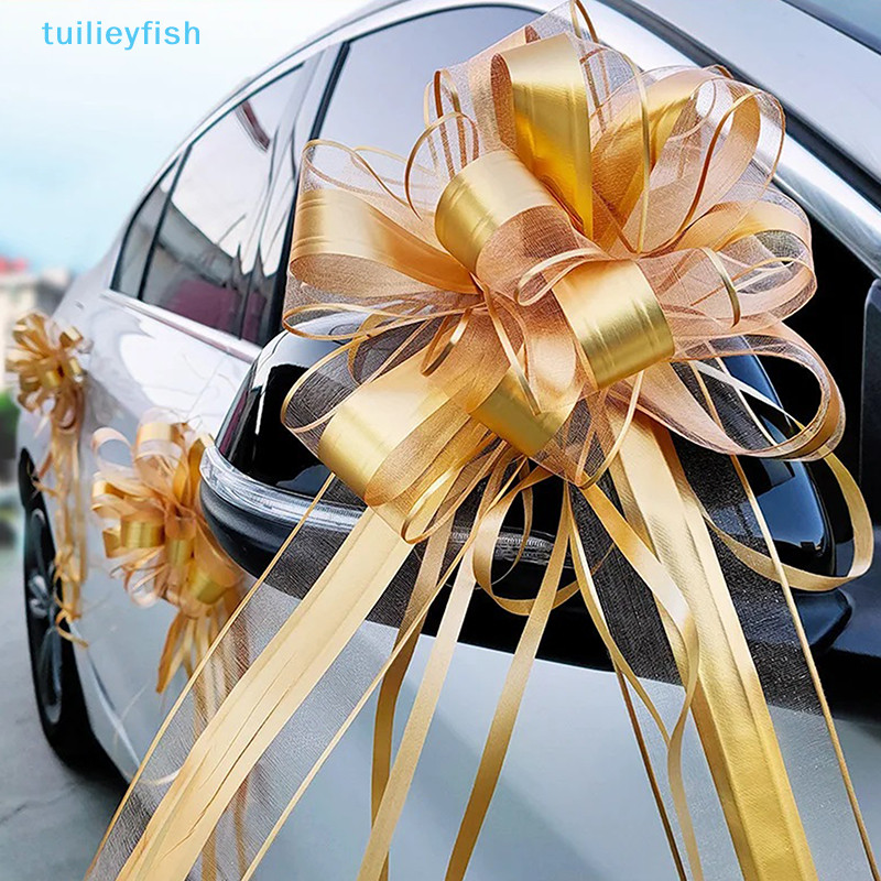 【tuilieyfish】ริบบิ้นโบว์ดึง ของขวัญแต่งงาน สําหรับตกแต่งบ้าน รถยนต์ งานเลี้ยงวันเกิด DIY 4 ชิ้น【IH】