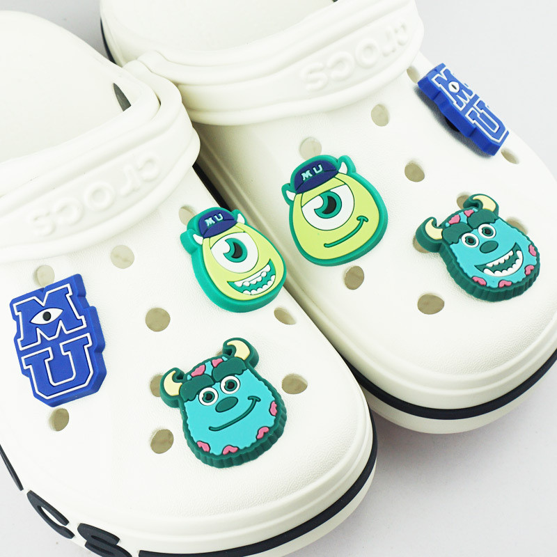 อุปกรณ์เสริม จี้รูปการ์ตูนอนิเมะ Mike Wazowski Jibbits น่ารัก สําหรับตกแต่งรองเท้า Crocs Monster Jibitz Charm Monsters University Jibits Crocks สําหรับเด็ก