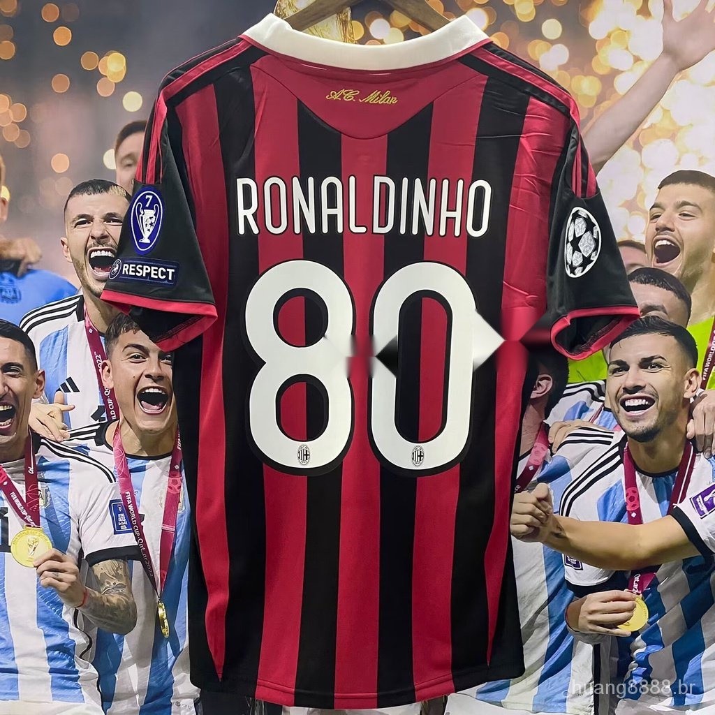 เสื้อยืด พิมพ์ลายฟุตบอล MALDINI PACT 09-10 AC Milan RONALDINHO คุณภาพสูง สไตล์เรโทร XPD5