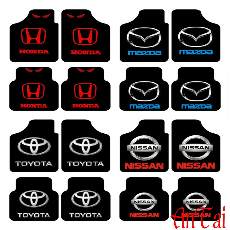 พรมรถยนต์4pcs 2pcs แผ่นรองเท้าด้านหน้า2pcs แผ่นรองเท้าด้านหลัง กันลื่นทนต่อการสึกหรอ ซักได้