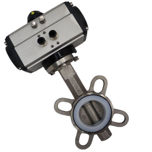 2 inch 3-way Pneumatic Actuated Butterfly Valve Double Acting Valve Hotsale