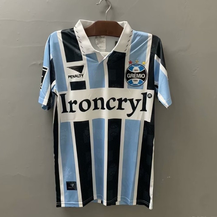 เสื้อกีฬาแขนสั้น ลายทีมชาติฟุตบอล Gremio 1997-1998 Gremio ชุดเหย้า สไตล์วินเทจ แห้งเร็ว AAA สําหรับผู้ชาย S-XXL