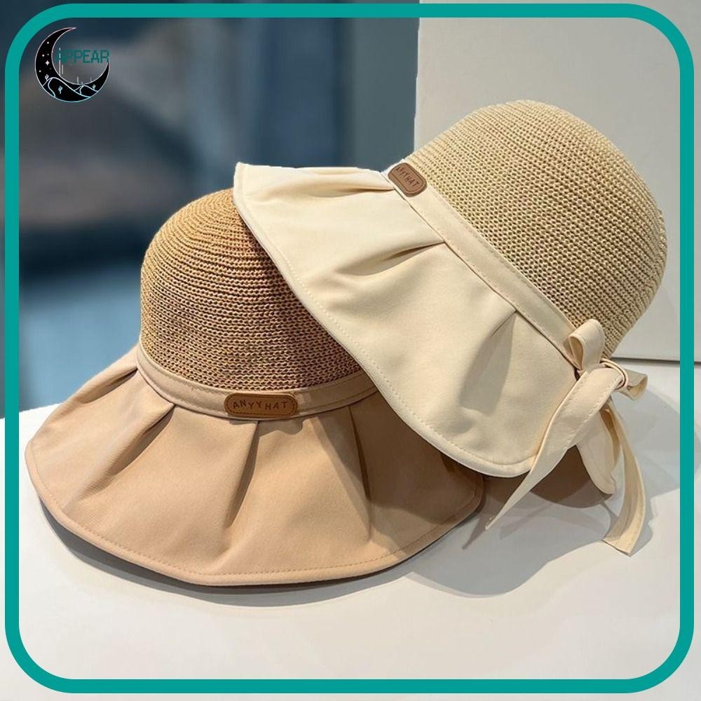 Appear หมวกปีกกว้าง ป้องกันรังสียูวี ประดับโบว์ อเนกประสงค์ เหมาะกับเดินชายหาดกลางแจ้ง แฟชั่นฤดูร้อน สําหรับผู้หญิง