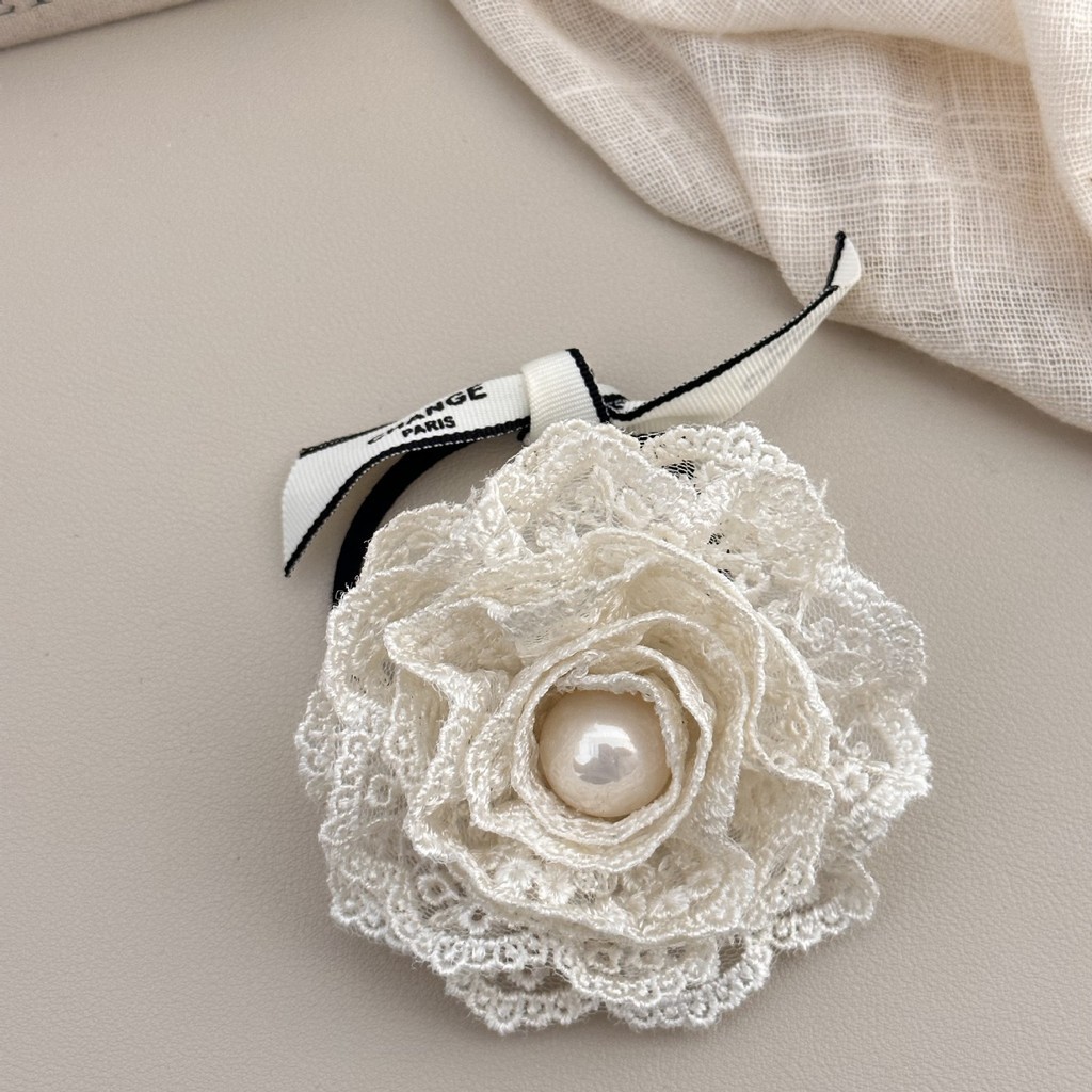 กิ๊บติดผม ผ้าลูกไม้ ลายดอกไม้ สีขาว สไตล์วินเทจ สําหรับผู้หญิง - รูปที่ 6