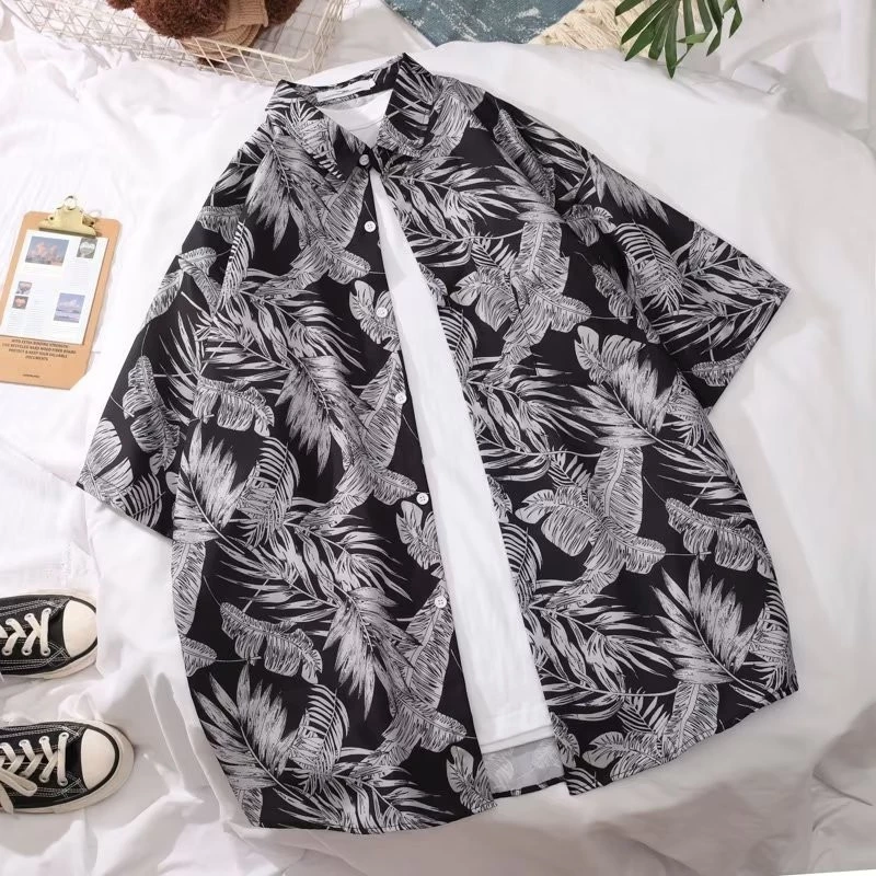 Maisida เสื้อฮาวายแขนสั้นผู้ชาย สไตล์วินเทจฮ่องกง thumbnail 10