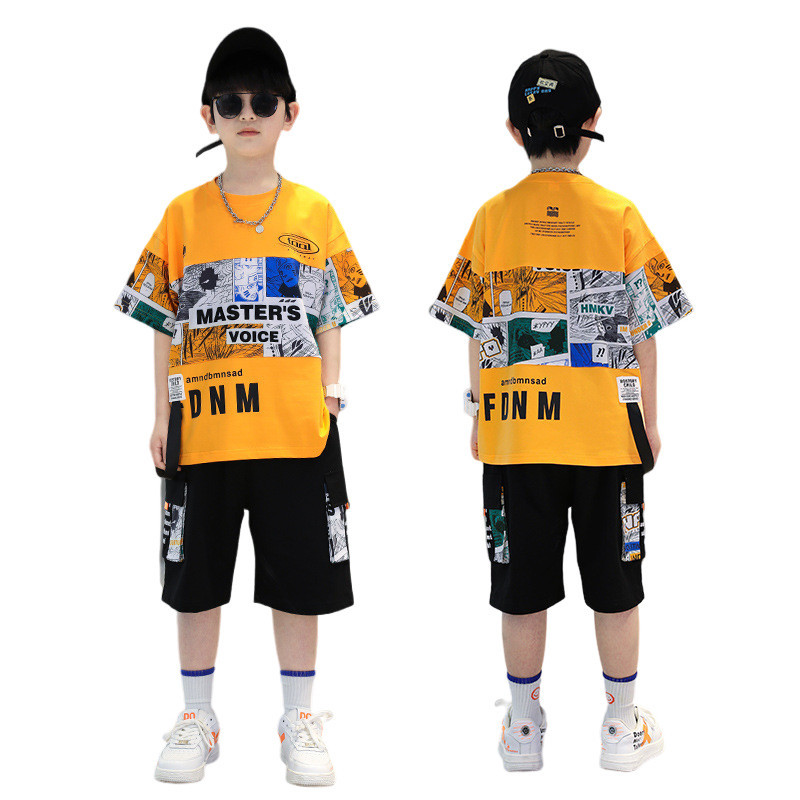COCO ชุดเซ็ต 2 ชิ้นเด็กผู้ชาย เสื้อ+กางเกงเอวยางยืดขาสั้น รุ่น A1995