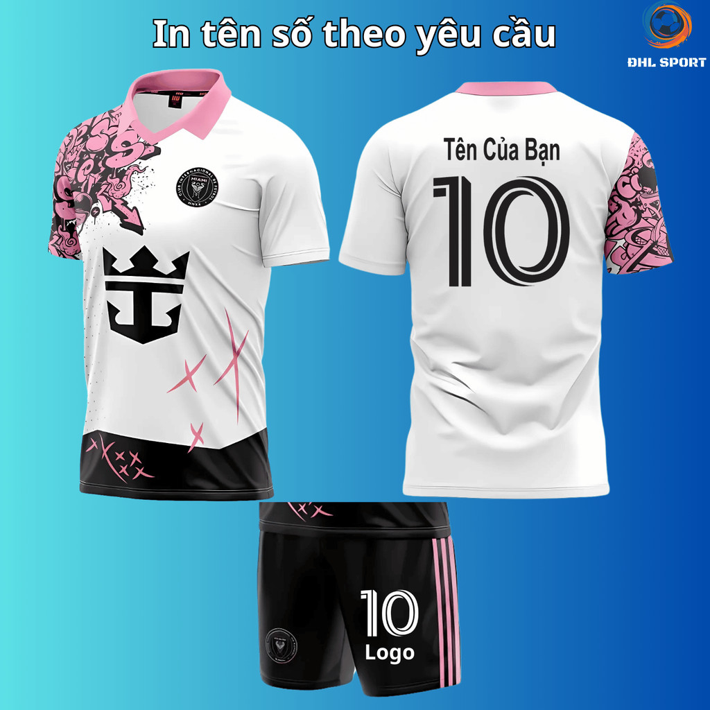 ( ผ้ายืดหยุ่นงา) เสื้อฟุตบอล Inter Miami Club สีขาวและชมพู 2025 เสื้อบอลพิมพ์ลายชื่อและตัวเลขขออัพออ