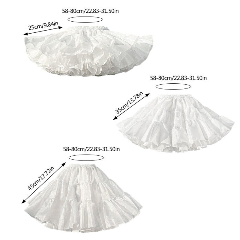 CH สตรี Tutus กระโปรงอะนิเมะ Tiered Layered Tutus กระโปรงจีบ Petticoat Crinoline Hoopless คอสเพลย์กร