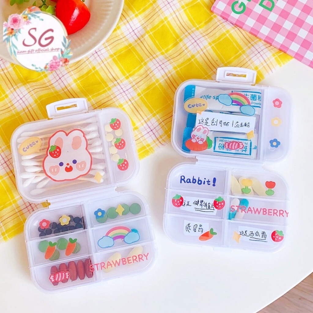 พร้อมส่ง กล่องเก็บยาพกพา มีช่องแบ่งแยกประเภทของยา ใช้ง่าย ทำความสะอาดง่าย กล่องยาพกพา