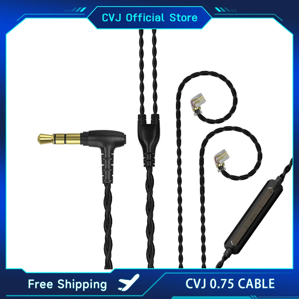 Cvj สายหูฟัง 0.75 มม. IEM หูฟังสาย MMCX 4 แกน 2 พินอุปกรณ์เสียงในหู Heaset ลวด