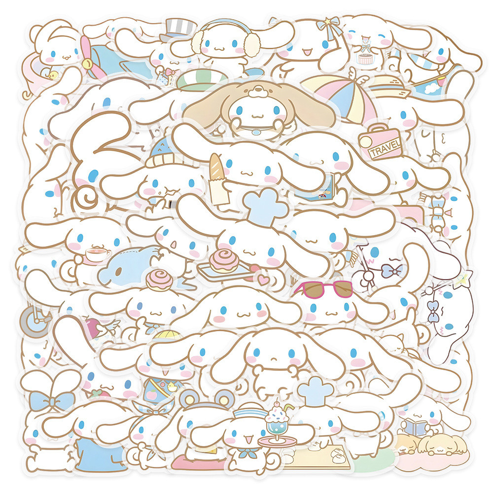 50 ชิ้น PET พลาสติก Cinnamoroll Sanrio การ์ตูนสติกเกอร์กันน้ํา
