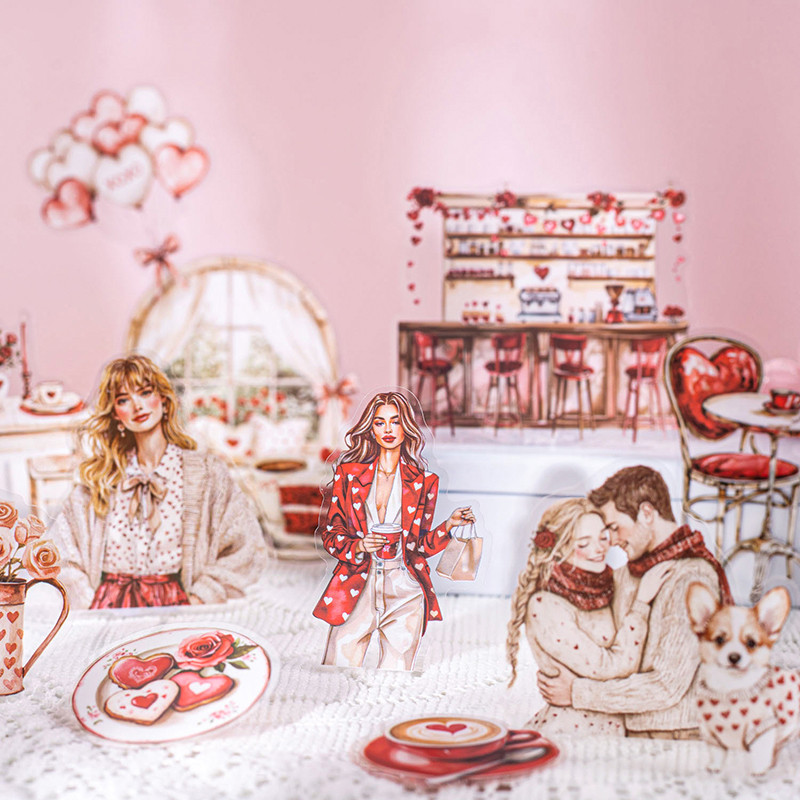 Journal Go โรแมนติกคนรักสติกเกอร์สําหรับ Velentines วันที่ตกแต่งของขวัญการ์ด Love Letter DIY Journal