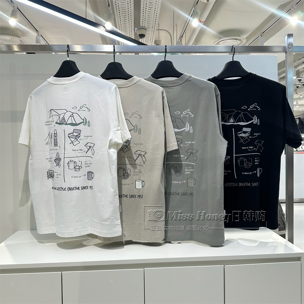 ชุดสไตล์ภูเขาตั้งแคมป์มังงะใหม่ของ Snow Peak เสื้อยืดแขนสั้นสําหรับผู้ชาย TS70