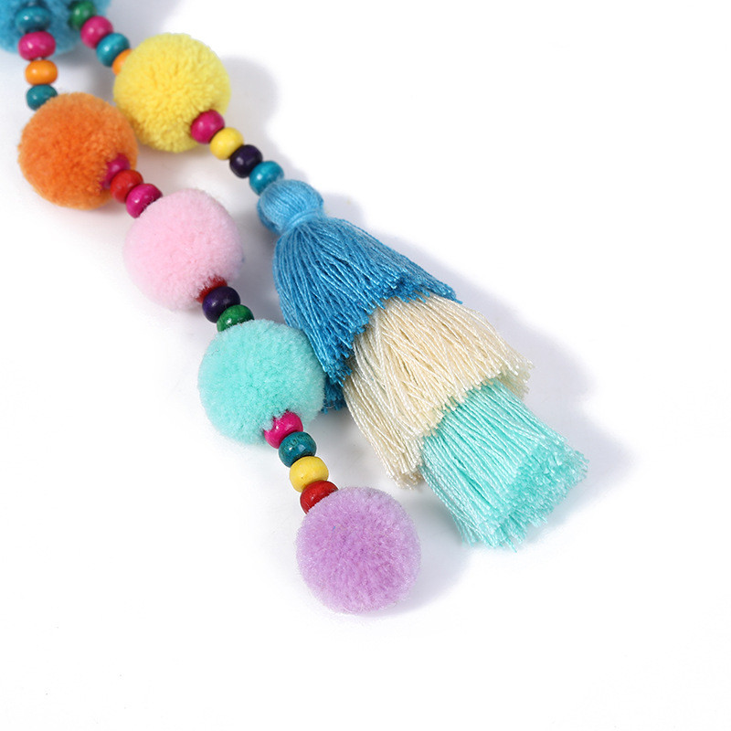 Boho สไตล์ลูกผมพู่พวงกุญแจฤดูร้อน Beach Shell พวงกุญแจสีสันสดใส Pompom พวงกุญแจสําหรับผู้หญิงกระเป๋าจี้แขวน ราคา ถูกที่สุด ดีลบีเคเค แกลเลอรีภาพที่ 3