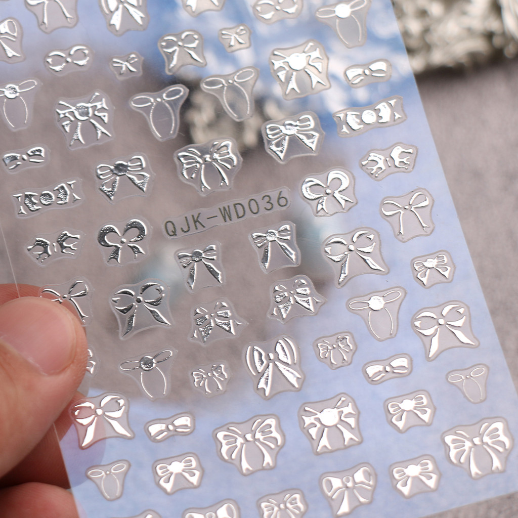 HAMA เล็บเล็บสติกเกอร์ขายส่ง Metallic Bow Simple French เล็บตกแต่งเล็บสติกเกอร์ Decals เจ้าสาวงานแต่งงานเล็บ ราคา ถูกที่สุด ดีลบีเคเค แกลเลอรีภาพที่ 7