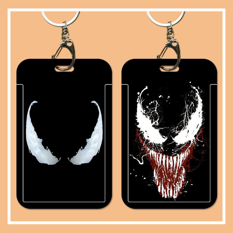 กระเป๋าใส่บัตรเครดิต ลาย Marvel Venom พร้อมสายคล้องข้อมือ อุปกรณ์เสริม สําหรับนักเรียน สํานักงาน