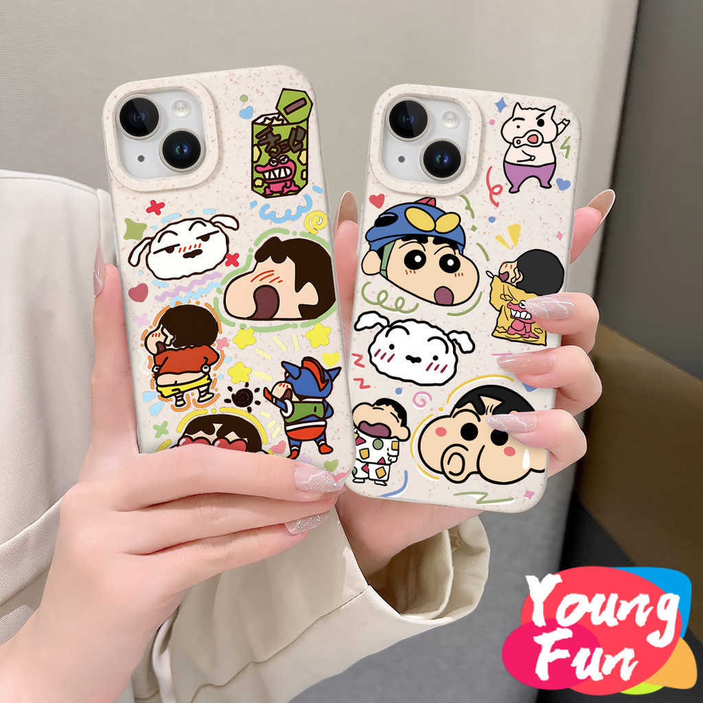 สําหรับ iPhone ลายการ์ตูนชินจัง การ์ตูน ตลก ก้าน 14 XR 13 11 12 Pro Max 8 7 6 6S Plus X Xs Max Se 2020 13 12 11เคสโทรศัพท์มือถือ ย่อยสลายได้ เป็นมิตรกับสิ่งแวดล้อม