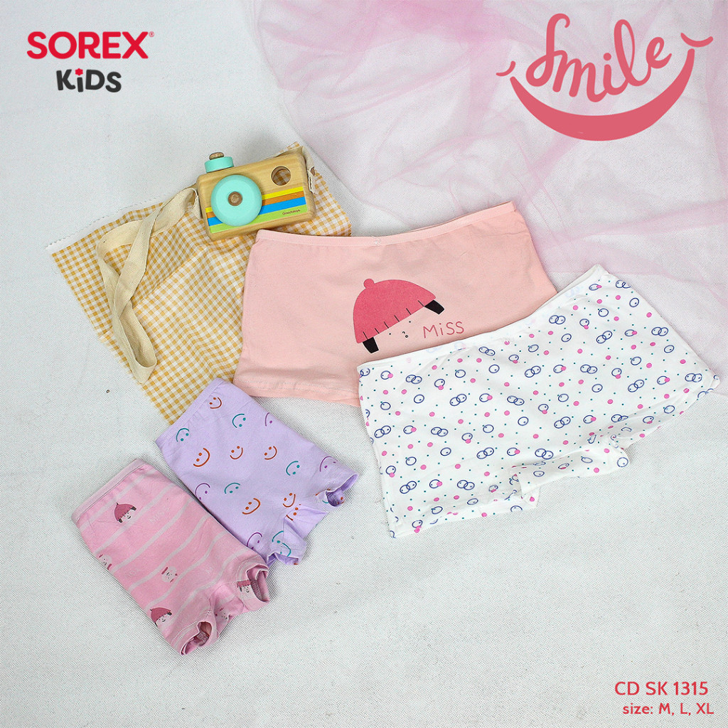 Sorex Kids 1 PACK (4 ชิ้น) Girl& 39;s Trunk CD Super Soft Girls Boxer Pants | ซีดี SK 1315