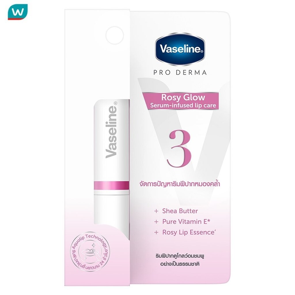 Vaseline วาสลีน โปร เดอร์มา ลิปแคร์ โรซี่ โกลว์ เซรั่ม อินฟิวส์ 1.8 กรัม