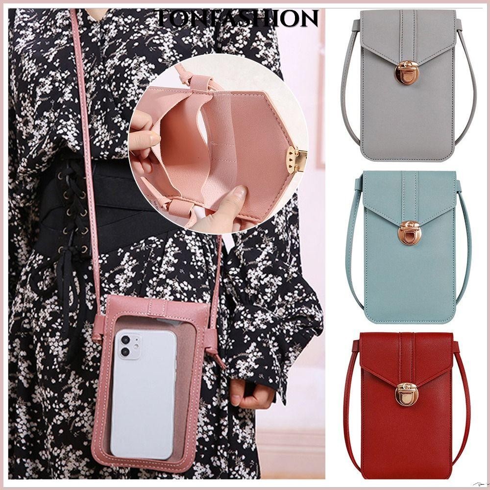 Tonfashion กระเป๋าสะพายไหล่แฟชั่น หน้าจอสัมผัส สําหรับใส่โทรศัพท์มือถือ สมาร์ทโฟน