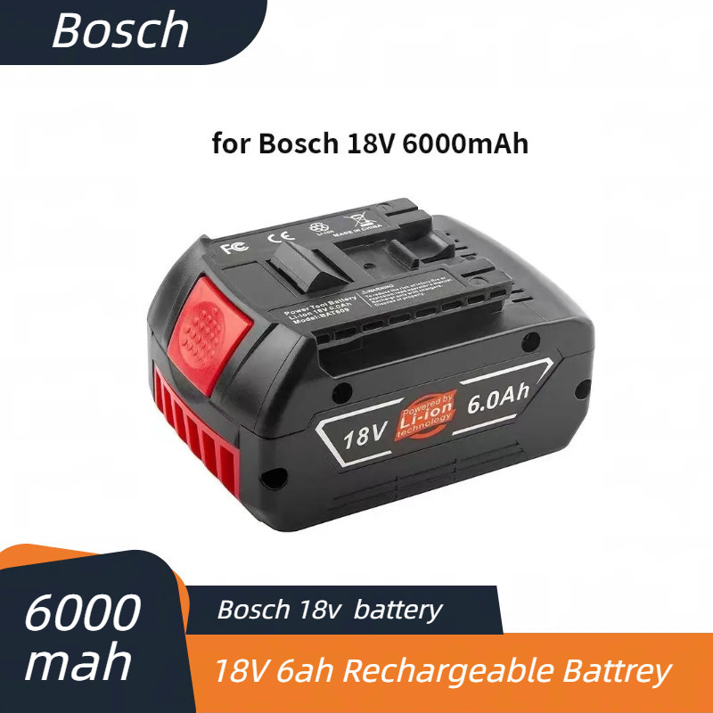 Bosch แบตเตอรี่ลิเธียมไอออน 18V 6.0Ah แบบชาร์จไฟได้ สําหรับสว่านไฟฟ้า BAT609 BAT609G BAT618 BAT618G BAT614