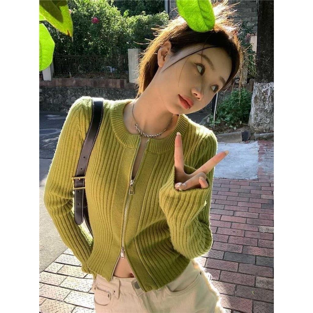 KOKO M1135 เสื้อไหมพรมผู้หญิง แขนสั้น แฟชั่น เสื้อยืดเเต่งซิ๊บ​ รูดได้จริง คอปก​ สไตล์​เกาหลี