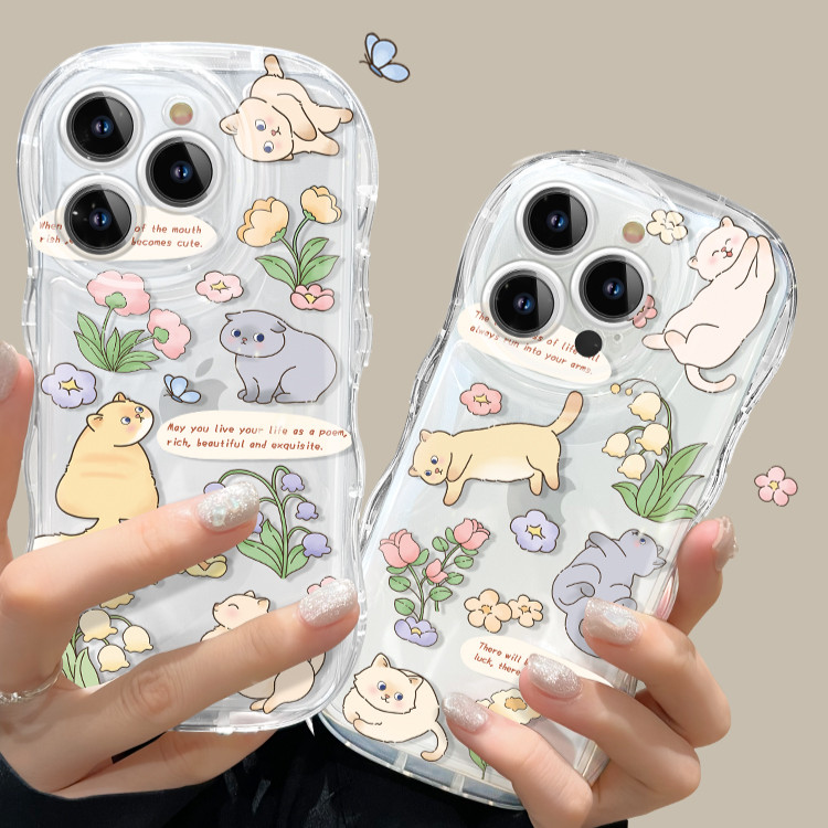 [โปรโมชั่น] เคสโทรศัพท์ใสสำหรับลูกแมวป้องกันรอยขีดข่วนสำหรับ IPHONE 15 14 13 12 11 Pro Max 7 8 XR x XS Max SE2020