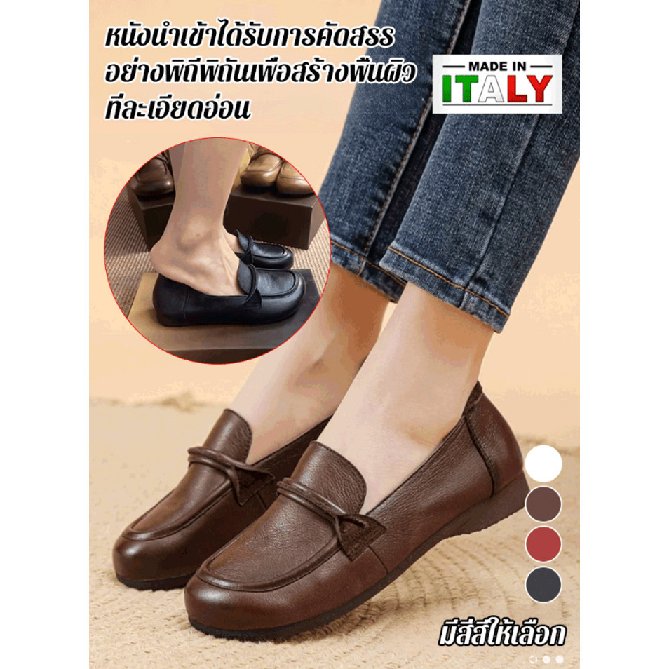 【ขายดี】[ออกแบบสำหรับเท้าบวม] รองเท้าหนังวัวสำหรับคุณแม่ รองเท้าแตะ หนังวัวแท้ พื้นหนา แบบนิ่ม กันน้ํา แฟชั่นฤดูร้อน