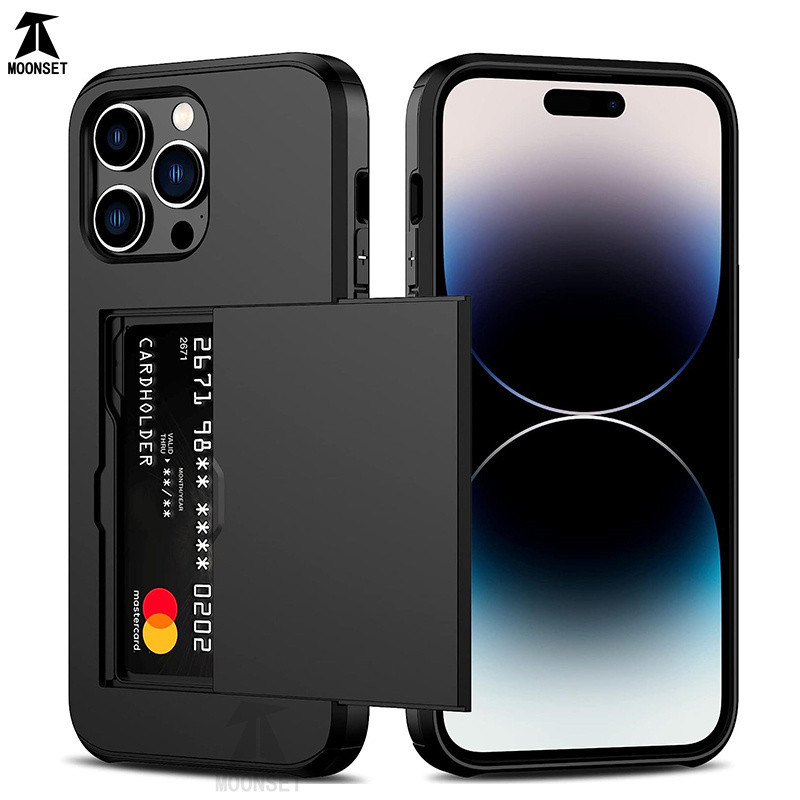 เคสมือถือ TPU แบบแข็ง สองชั้น กันรอยขีดข่วน พร้อมช่องใส่บัตร สําหรับ iphone 14 Pro Max 14 Plus