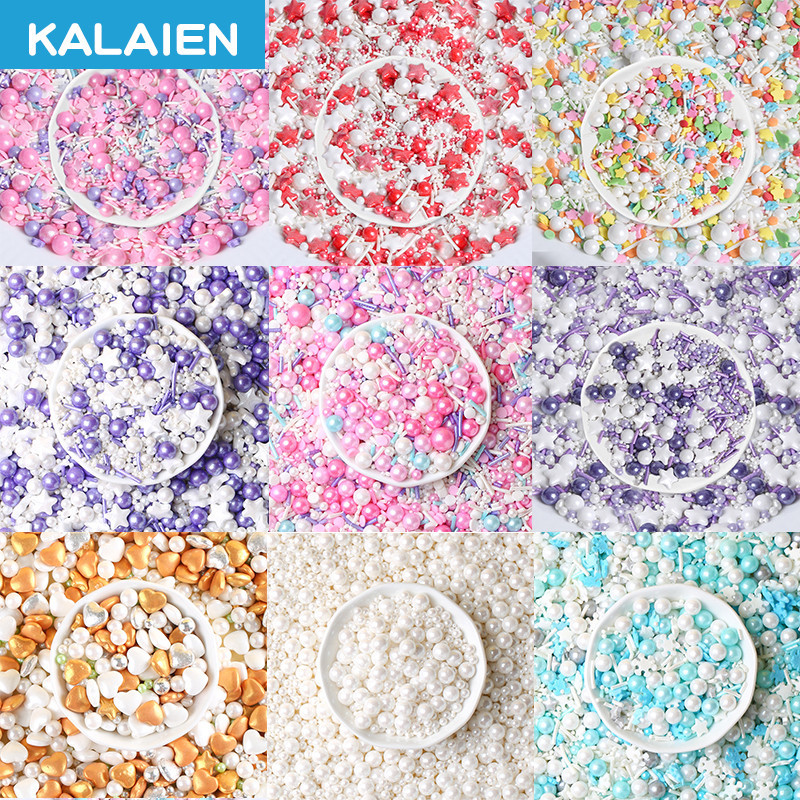 KALAIEN ลูกปัดไข่มุกพราว สีขาว สําหรับตกแต่งเค้ก ขนมหวาน ไอศกรีม เบเกอรี่