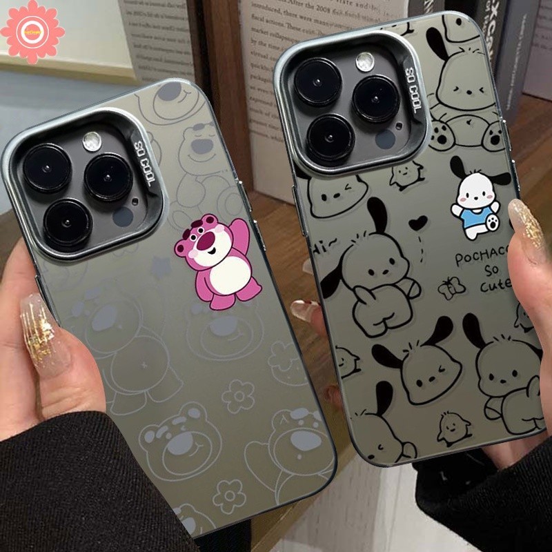 เคสโทรศัพท์มือถือ ชุบโลหะ ลายการ์ตูนหมี Lotso Pochacco น่ารัก สําหรับ Samsung A34 A23 A12 A05 A24 A14 A05s A54 A15 A50s A53 A03s A13 A02s A52s A03 A32 A20 A52 A10s A31 A51 A21s A04s A30s A11 A50 A20s