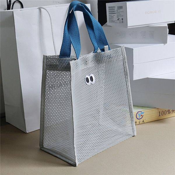 SENSES// Mesh Bag Beach Bag Storage Bag Casual Hollow Lunch Box Bag Hollow Screen Net Mesh Wash Cute