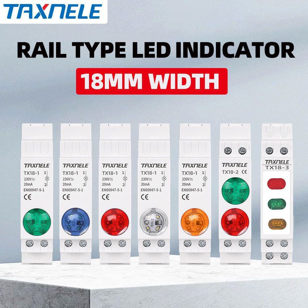 Taxnele หลอดไฟสัญญาณ LED 18 มม. 50Hz 60Hz 50Hz 60Hz สีแดง เขียว น้ําเงิน ส้ม ขาว