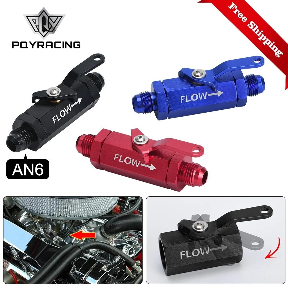 Free Shipping AN6 6AN Aluminum Inline Fuel Filter Shut Off Valve Cut Off w/ Cable Lever Black 1Pcs P