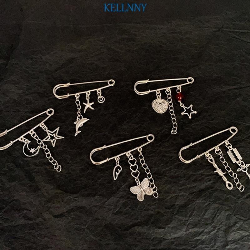 Kellnny เข็มกลัดโซ่ ทนทาน อุปกรณ์เสริม สําหรับผู้ที่ชื่นชอบเสื้อกันหนาว