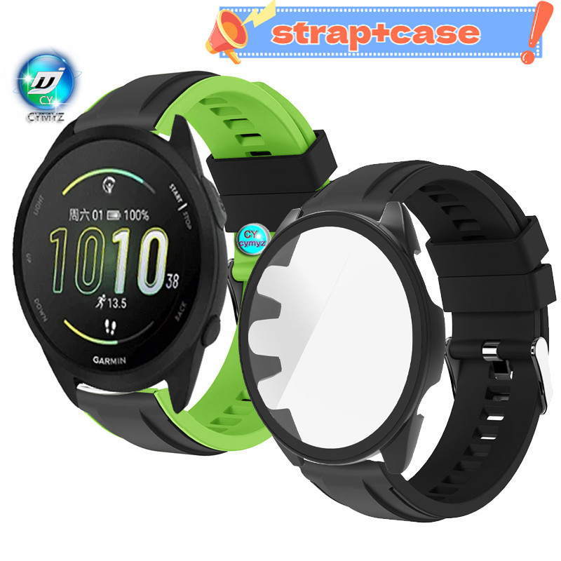 for Garmin Forerunner 165 สาย สายนาฬิกาสายซิลิโคน  เคสป้องกัน Garmin Forerunner 165 เคส เคสเต็มจอ