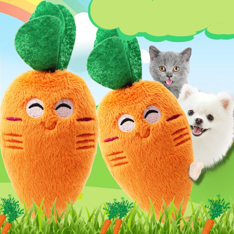 ของเล่นตุ๊กตาแครอท มีเสียง สําหรับสัตว์เลี้ยง สุนัข แมว