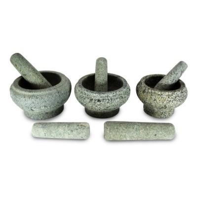 STONE MORTAR AND PESTLE / LESUNG BATU (13cm, 14.5cm, 16cm, 17.5cm, 19cm)