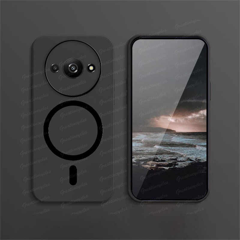 Xiaomi Redmi A3 เคสโทรศัพท์แม่เหล็ก เนื้อแมตต์ สีดํา ชาร์จแบบไร้สาย เคส TPU นิ่ม ราคา ถูกที่สุด ดีลบีเคเค